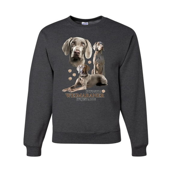 If It's Not a Weimaraner It's Just a Dog Gift | Mens Dog Lover Crewneck Graphic Sweatshirt, Heather Black, 3XL