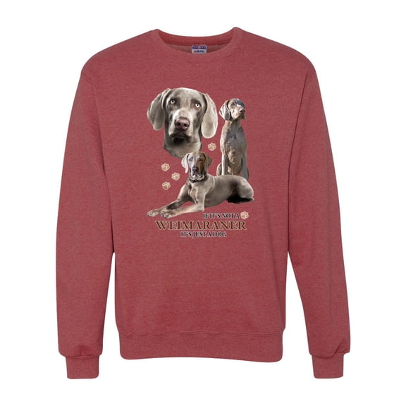 If It's Not a Weimaraner It's Just a Dog Gift | Mens Dog Lover Crewneck Graphic Sweatshirt, Vintage Heather Red, Medium
