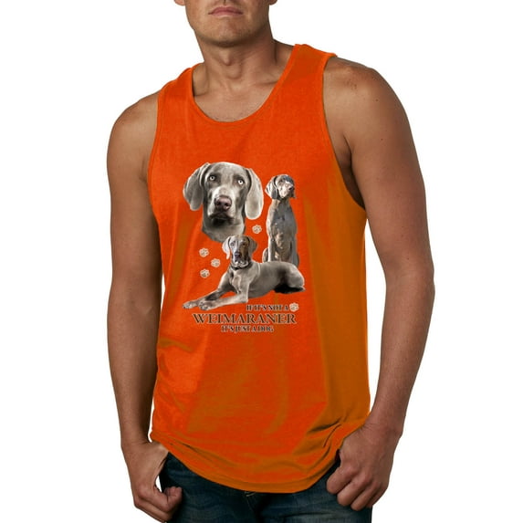 If It's Not a Weimaraner It's Just a Dog Gift | Mens Dog Lover Graphic Tank Top, Orange, Medium
