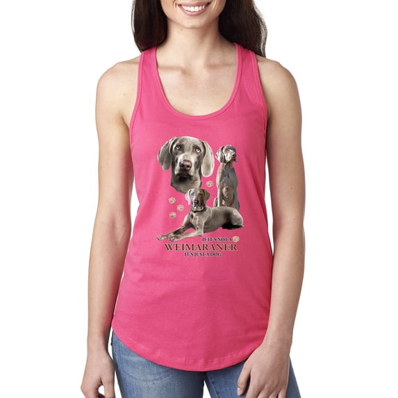 If It's Not a Weimaraner It's Just a Dog Gift | Womens Dog Lover Jersey Racerback Tank Top, Hot Pink, Large