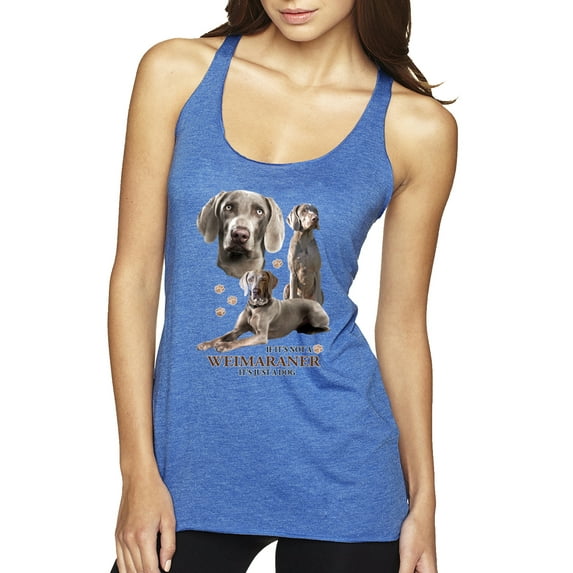If It's Not a Weimaraner It's Just a Dog Gift | Womens Dog Lover Premium Tri-Blend Racerback Tank Top, Vintage Royal, Small