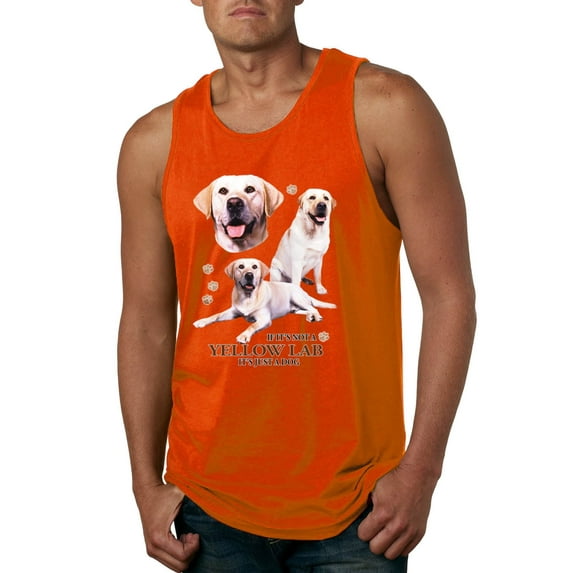 If It's Not a Yellow Lab It's Just a Dog Gift | Mens Dog Lover Graphic Tank Top, Orange, Medium