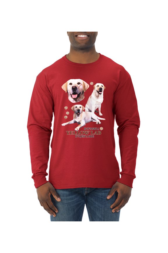 If It's Not a Yellow Lab It's Just a Dog Gift | Mens Dog Lover Long Sleeve T-Shirt, Red, Medium