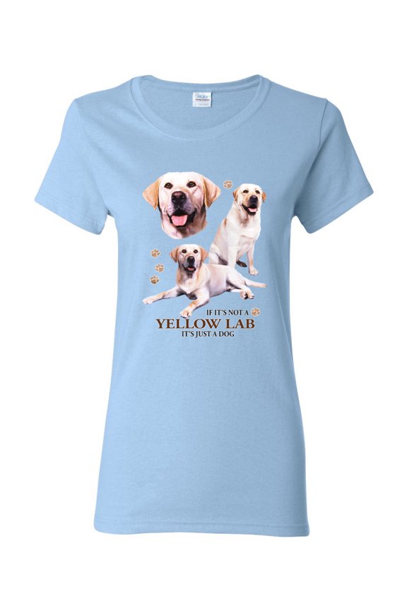 If It's Not a Yellow Lab It's Just a Dog Gift | Womens Dog Lover Graphic T-Shirt, Light Blue, Small