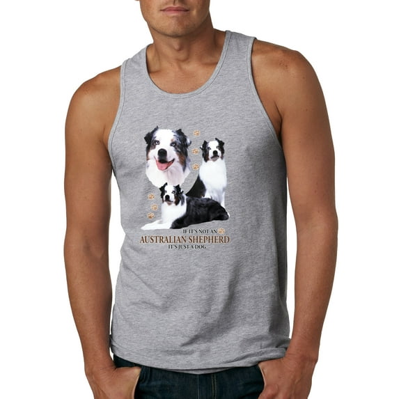 If It's Not an Australian Shepherd It's Just a Dog Gift | Mens Dog Lover Graphic Tank Top, Heather Grey, Small