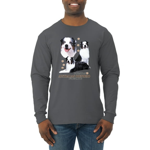 If It's Not an Australian Shepherd It's Just a Dog Gift | Mens Dog Lover Long Sleeve T-Shirt, Charcoal, 3XL