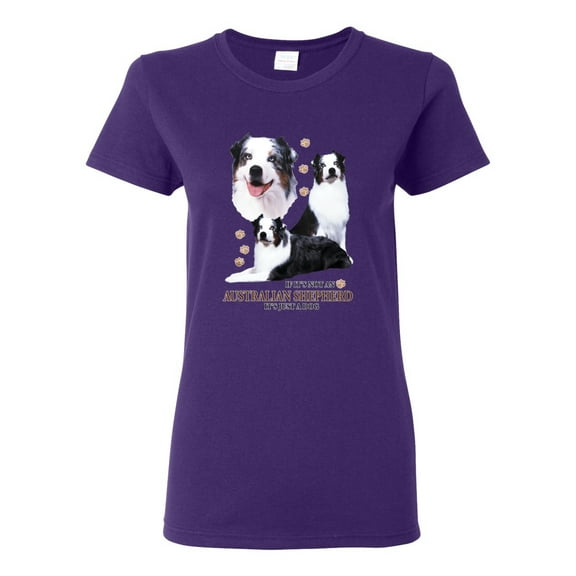 If It's Not an Australian Shepherd It's Just a Dog Gift | Womens Dog Lover Graphic T-Shirt, Purple, X-Large