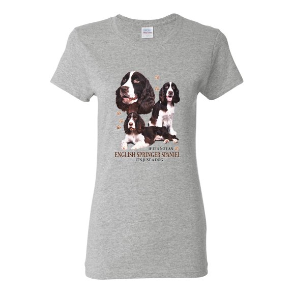 If It's Not an English Springer Spaniel It's Just a Dog Gift | Womens Dog Lover Graphic T-Shirt, Heather Grey, Large