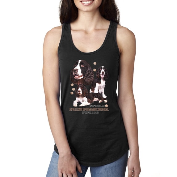 If It's Not an English Springer Spaniel It's Just a Dog Gift | Womens Dog Lover Jersey Racerback Tank Top, Black, Medium