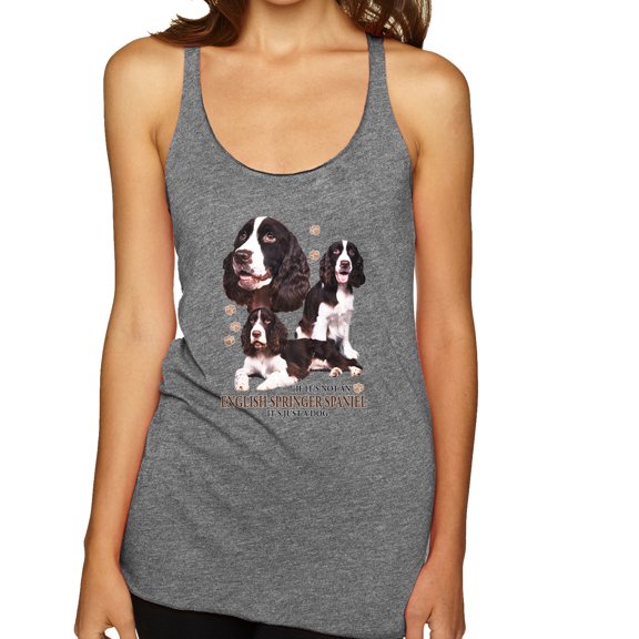 If It's Not an English Springer Spaniel It's Just a Dog Gift | Womens Dog Lover Premium Tri-Blend Racerback Tank Top, Premium Heather, Large