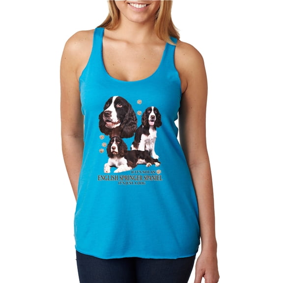 If It's Not an English Springer Spaniel It's Just a Dog Gift | Womens Dog Lover Premium Tri-Blend Racerback Tank Top, Vintage Turquoise, Medium
