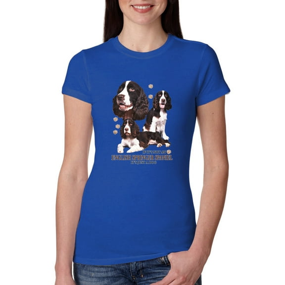 If It's Not an English Springer Spaniel It's Just a Dog Gift | Womens Dog Lover Slim Fit Junior Tee, Royal, Medium