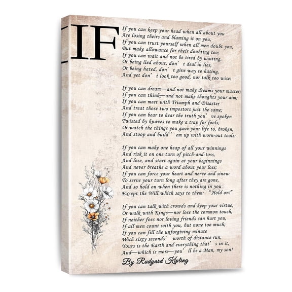 If Kipling Poem Canvas Wall Art Rudyard Kipling Inspirational Poster for Home Office Decor