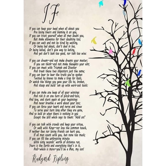 If Kipling Poem Wall Art Rudyard Kipling Inspirational Poem Poster Canvas Wall Art For Home Office