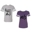 thumbnail image 1 of If Lost Return To Mary I am Mary Unisex Couple Matching Cotton Jersey style T-Shirt Contrasting stripes on sleeves (Men Heather / Women Purple) (Men M / Women XL), 1 of 3