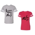 thumbnail image 1 of If Lost Return To Mary I am Mary Unisex Couple Matching Cotton Jersey style T-Shirt Contrasting stripes on sleeves (Men Heather / Women Red) (Men XL / Women XL), 1 of 3