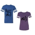 thumbnail image 1 of If Lost Return To Mary I am Mary Unisex Couple Matching Cotton Jersey style T-Shirt Contrasting stripes on sleeves (Men Royal / Women Purple) (Men L / Women S), 1 of 3