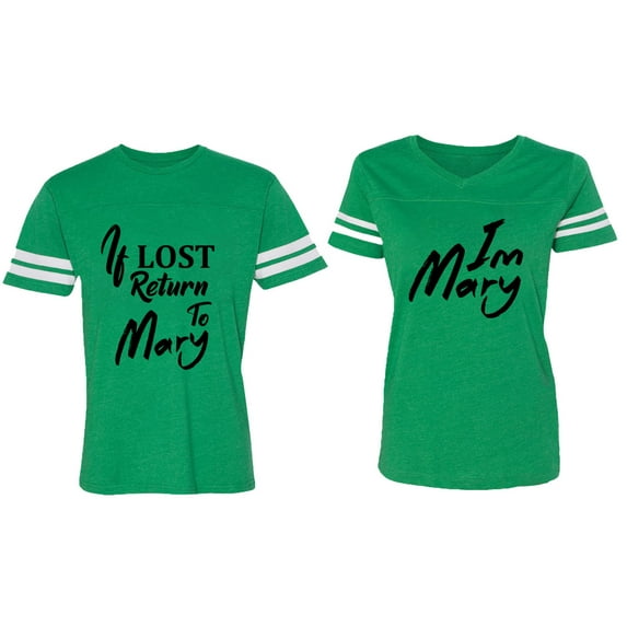 If Lost Return To Mary I am Mary Matching Couple Cotton Jerseys (Men Green / Women Green) (Men S / Women XL)