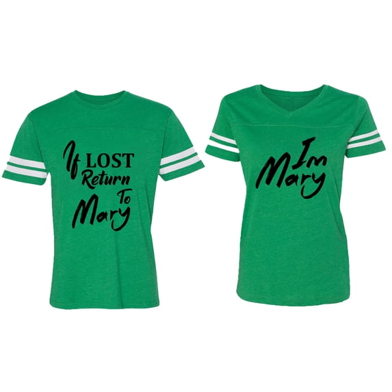 If Lost Return To Mary I am Mary Matching Couple Cotton Jerseys (Men Green / Women Green) (Men XXL / Women XXL)