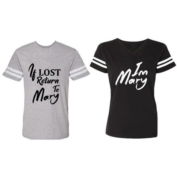 If Lost Return To Mary I am Mary Matching Couple Cotton Jerseys (Men Heather / Women Black) (Men S / Women XXL)