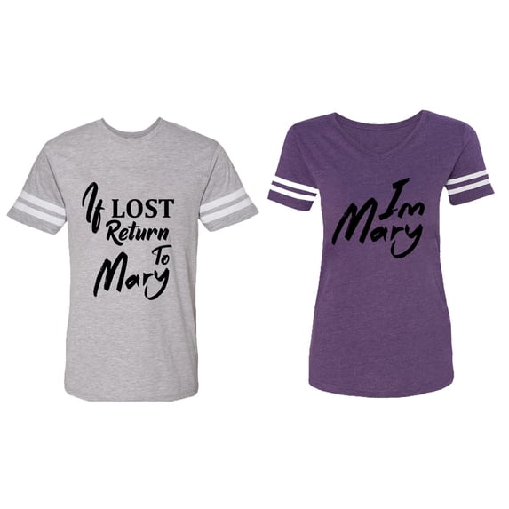 If Lost Return To Mary I am Mary Matching Couple Cotton Jerseys (Men Heather / Women Purple) (Men XL / Women S)