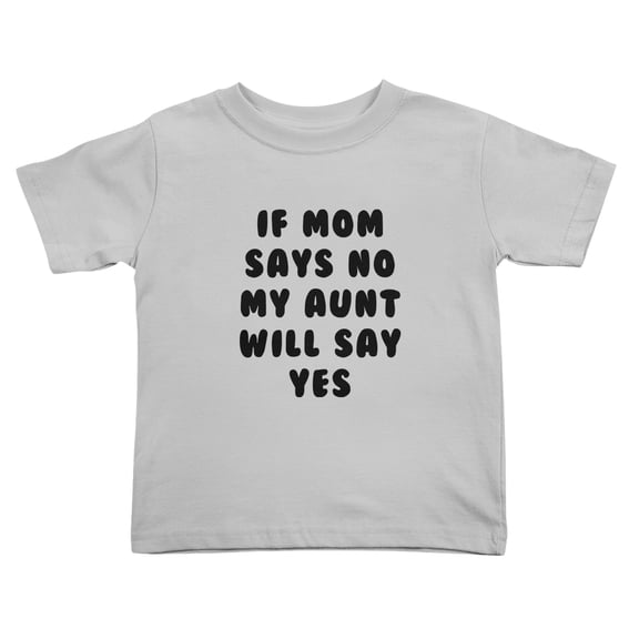 If Mom Says No My Aunt Will Say Yes Cute Toddler Tshirts for Boys Girls (Gray, Youth M)