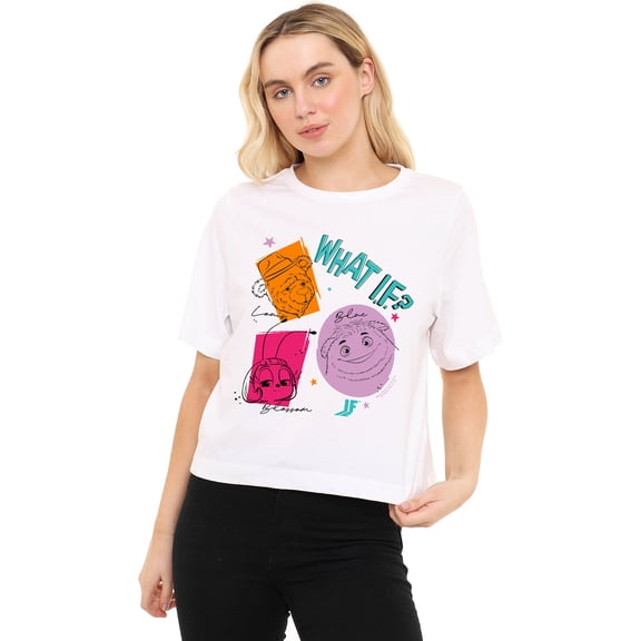 If Movie Imaginary Friends What If Outline Women's Boxy Cropped T-Shirt Casual Graphic Tee