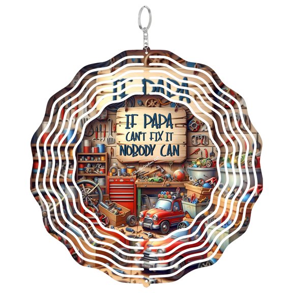 If Papa Can't Fix It No One Can 3D Wind Spinner, Funny Handyman Hanging Decor, Workshop Garden Art, Grandpa Gift