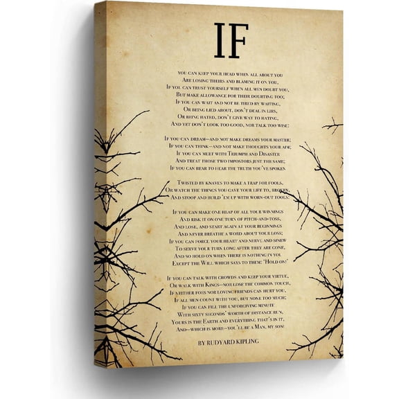 If Poem Wall Art poster Quotes Wall Art Vintage Canvas Poetry Artwork Inspirational Poster for Living Room Bedroom
