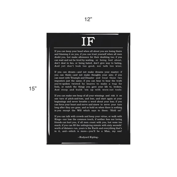 "If" Poem by Rudyard Kipling Wall Sign Inspirational Office Decor, Motivational Quote Art, Literary Gift