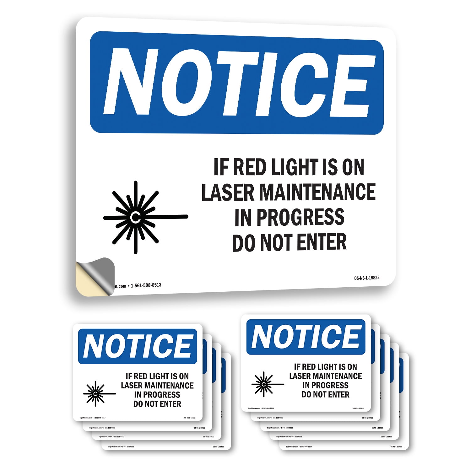 If Red Light Is On Laser With Symbol OSHA Notice Vinyl Decal Label 10 ...