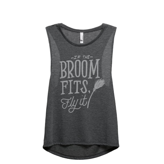 If The Broom Fits Fly It Women's Fashion Sleeveless Muscle Workout Yoga Tank Top Charcoal Grey 2X-Large