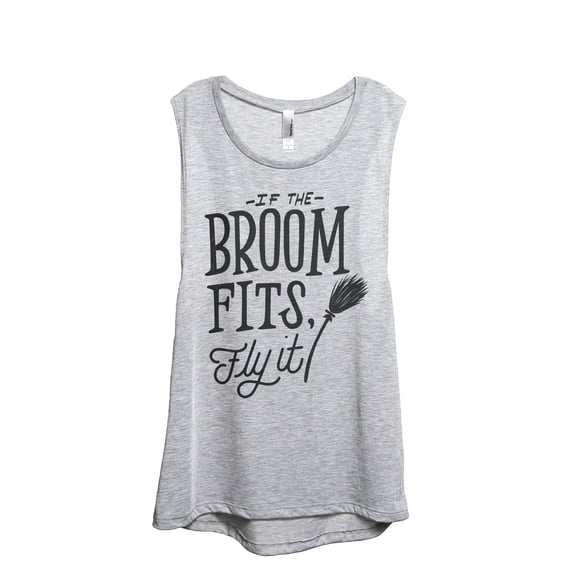 If The Broom Fits Fly It Women's Fashion Sleeveless Muscle Workout Yoga Tank Top Sport Grey Medium