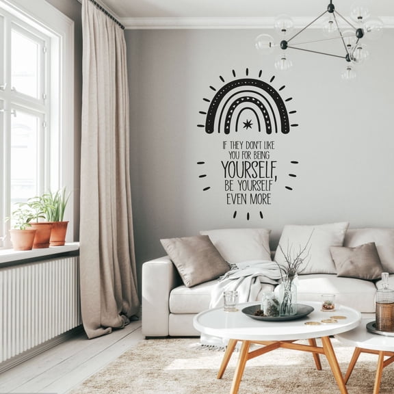 If They Dont Like You For Being Yourself Be Yourself Even More Quote Cute Aztec Pattern Rainbow Vinyl Wall Art Sticker Decal Home Kids Room Study Room Boys Girls Wall Decor Design Size (40x24 inch)