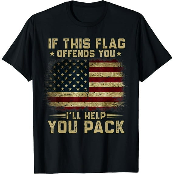 If This Flag Offends You I'll Help You Pack American Flag T-Shirt