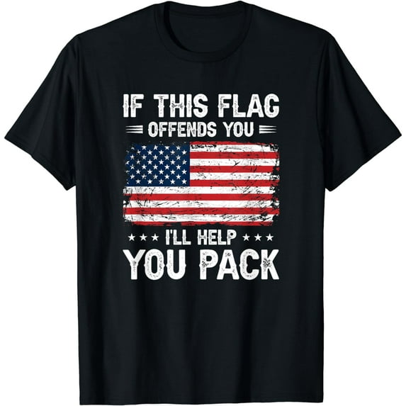 If This Offends You I'll Help You Pack USA American Flag T-Shirt