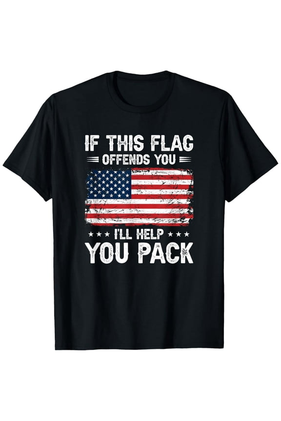If This Offends You I'll Help You Pack USA American Flag T-Shirt