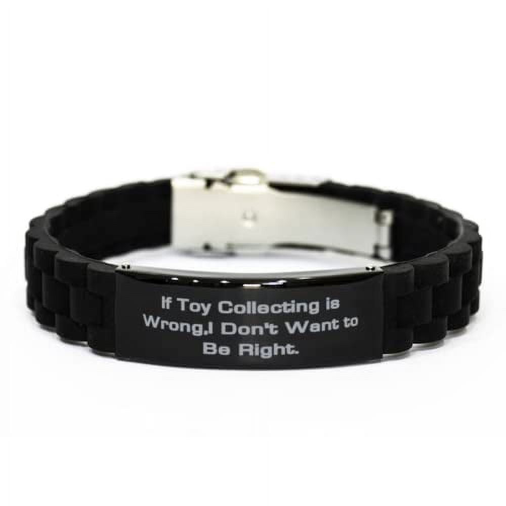 If Toy Collecting,. Black Glidelock Clasp Bracelet, Toy Collecting Present From Friends, Reusable Engraved Bracelet For Men Women, , Toy collectors, Present for toy collector, Gift for toy collector