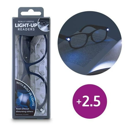 If USA Really Useful Light-Up Readers Midnight Glasses, Grey - Plus 2.5