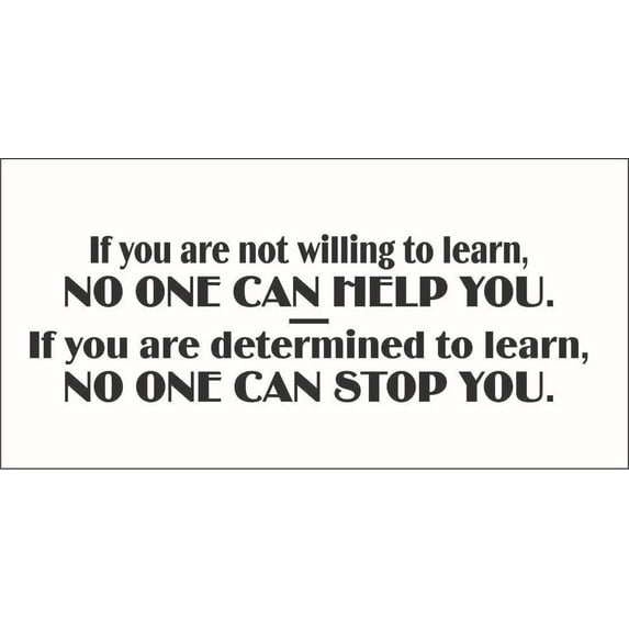 If You Are not Willing to Learn No One Can Help You.. Vinyl Quote - Medium