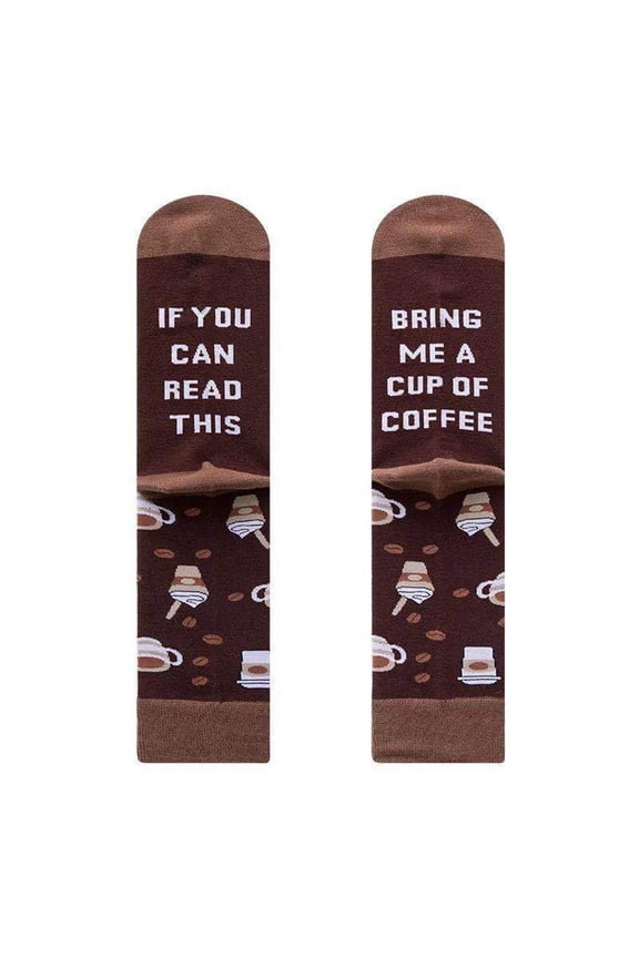 'If You Can Read This, Bring Me Tea!'  Comfortable Cotton Calf Socks, Perfect Gift for Tea Lovers, Also Beer, Wine, Coffee, Pizza Fans Fun Socks for Men