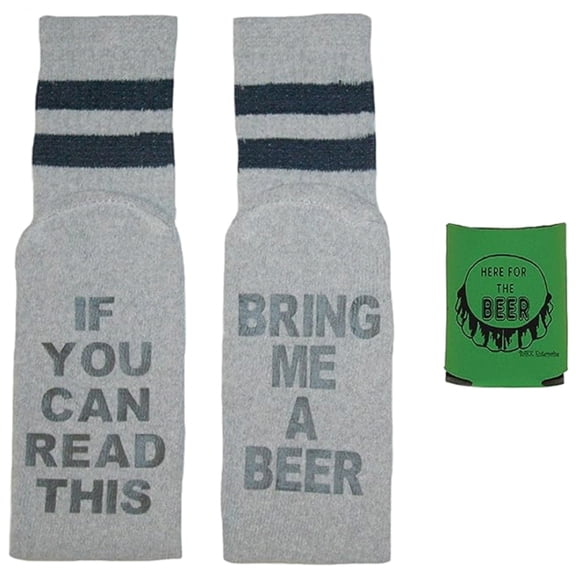 If You Can Read This Men's Tube Socks & Can Holder Gift Set - Gray/Navy (Sock Size: 11-13)