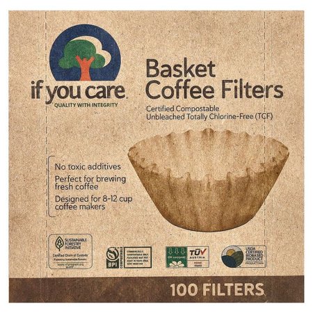 If You Care Basket Coffee Filters Unbleached Chlorine Free 100 Filters Pack of 4