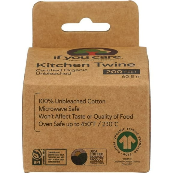 If You Care Kitchen Twine - Certfied Organic & Unbleached - 200 Feet 1 Unit