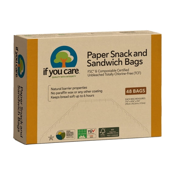 If You Care Paper Sandwich and Snack Bags, Natural, 48 Count (Pack of 2)