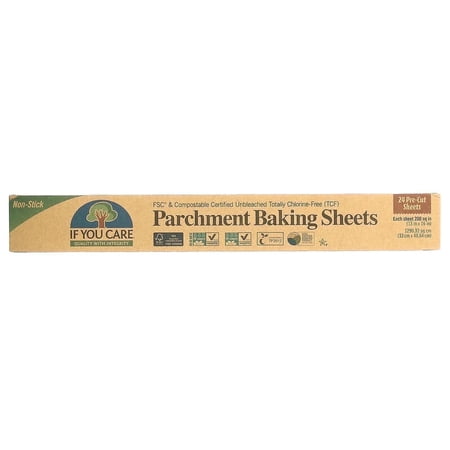 If You Care, Parchment Baking Sheets, 24 Pre-Cut Sheets, 200 sq in (13 in x 16 in) Each Pack of 4