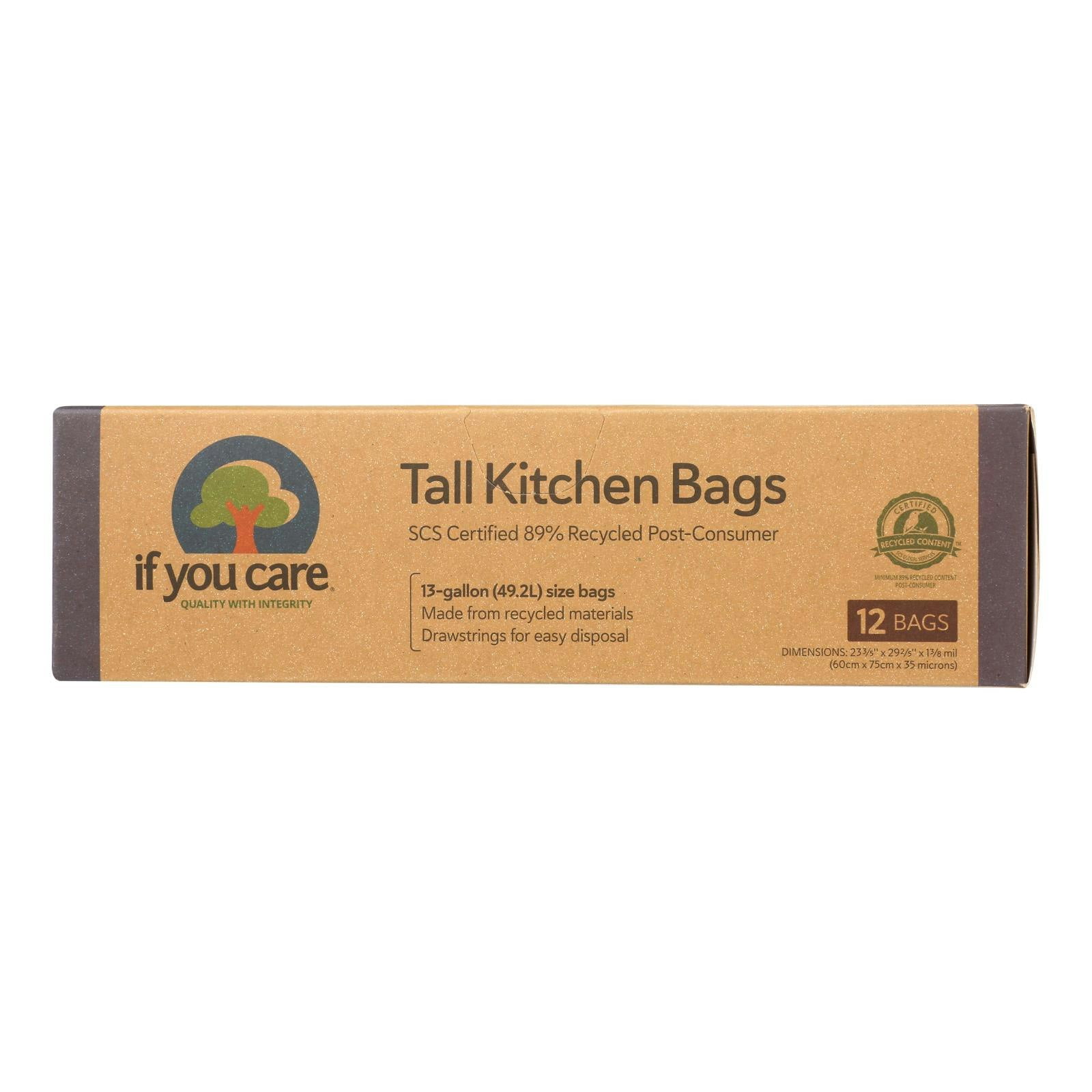 If You Care Trash Bag 13 Gallon Kitchen Tall Drawstring 12 Bags (Pack Of 8)
