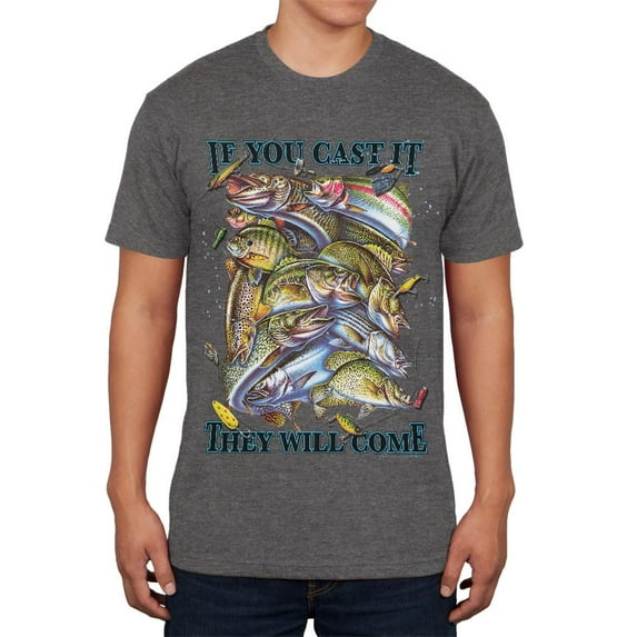 If You Cast It Fishing Mens Soft T Shirt Charcoal Heather LG