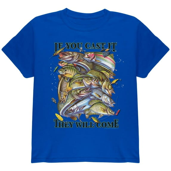 If You Cast It Fishing Youth T Shirt Royal YLG