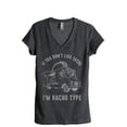thumbnail image 1 of If You Don't Like Tacos I'm Nacho Type Women's Fashion Relaxed V-Neck T-Shirt Tee Charcoal Grey X-Large, 1 of 3